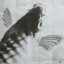 Load image into Gallery viewer, Men's Haori Black Blue Ohshima Leaping Carp Silk #10885E4
