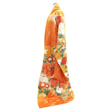 Load image into Gallery viewer, Furisode Orange Chrysanthemum Silk #11086A5
