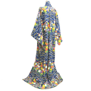 Kimono Blue Chrysanthemum Silk #10528B2