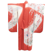 Load image into Gallery viewer, Furisode Light Red Plum blossom Peacock Tall Silk #10558B4
