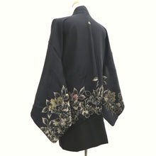 Load image into Gallery viewer, Haori Jacket Vintage(1950-1980) Black Gold Flower Silk #10057D1
