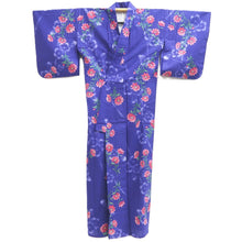 Load image into Gallery viewer, Yukata Blueish Purple Flower Cotton #10763D4
