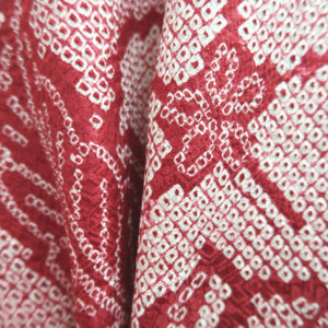Haori Jacket Vintage(1950-1980) Red Full Shibori Flower Silk #10237E2