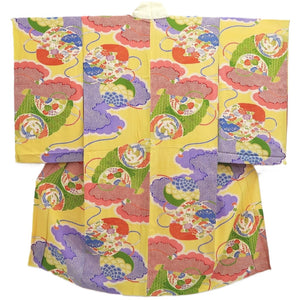 Juban Vintage(1920-1950) Light Yellow Phoenix Silk #10371F4