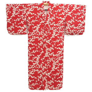 Juban Vintage(1950-1980) Red Maple Leaf Chrysanthemum Silk #10383F4