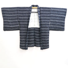 Load image into Gallery viewer, Haori Jacket Midnight blue Full Shibori Wave Silk #10959F2

