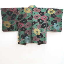 Load image into Gallery viewer, Haori Jacket Vintage(1950-1980) Black Green Gold Flower Silk #10087D1
