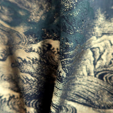 Load image into Gallery viewer, Haori Jacket Vintage(1950-1980) Black Gold Silver Curling Wave Cloud Silk #10828E2
