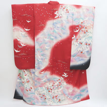 Load image into Gallery viewer, Furisode Red Crane Sakura Tall Silk #9701J5
