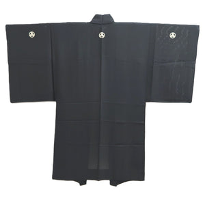 Men's Haori Vintage(1950-1980) Black See-Through Montsuki Silk #10434A3