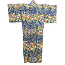 Load image into Gallery viewer, Kimono Blue Chrysanthemum Silk #10528B2
