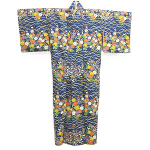 Kimono Blue Chrysanthemum Silk #10528B2
