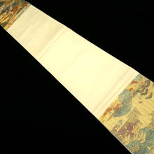 Load image into Gallery viewer, Fukuro Obi Gold White Bird Pagoda Zen Temple Silk BB278V6
