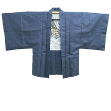 Load image into Gallery viewer, Men&#39;s Haori Vintage(1950-1980) Blue Black Dragon Curling Wave Silk #10442A3
