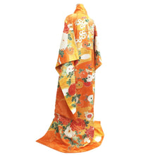 Load image into Gallery viewer, Furisode Orange Chrysanthemum Silk #11086A5
