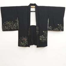 Load image into Gallery viewer, Haori Jacket Vintage(1950-1980) Black Gold Flower Silk #10057D1
