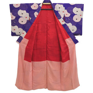 Kimono Vintage(1950-1980) Blueish Purple Chrysanthemum Silk #10270E4