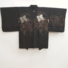 Load image into Gallery viewer, Haori Jacket Vintage(1950-1980) Black Gold Chrysanthemum Silk #10102D2
