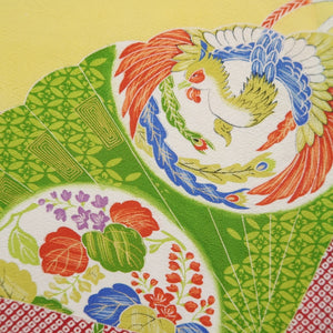 Juban Vintage(1920-1950) Light Yellow Phoenix Silk #10371F4