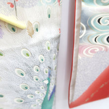 Load image into Gallery viewer, Furisode Light Red Plum blossom Peacock Tall Silk #10558B4
