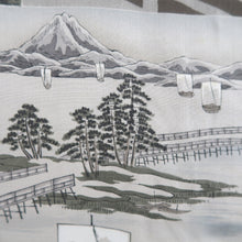 Load image into Gallery viewer, Men&#39;s Haori Vintage(1950-1980) Black Landscape Silk #10287E4
