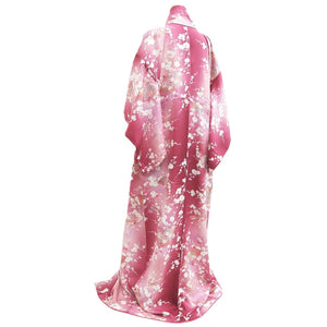 Kimono Magenta Plum blossom Folding Fan Silk #10538B3