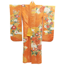Load image into Gallery viewer, Furisode Orange Chrysanthemum Silk #11086A5
