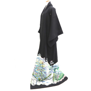 Tomesode Black Landscape Silk #10397A1