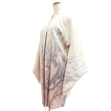 Load image into Gallery viewer, Haori Jacket Vintage(1950-1980) White Pale Pink Silver Plum blossom Branch Silk #10848E3
