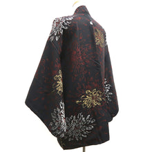 Load image into Gallery viewer, Haori Jacket Vintage(1950-1980) Black Gold Silver Chrysanthemum Silk #10238E2
