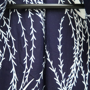 Yukata Vintage(1950-1980) Navy Swallow Willow Cotton #10481A5