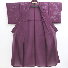 Load image into Gallery viewer, Kimono Vintage(1950-1980) Purple See-Through Maple Leaf Branch Silk #10280E4

