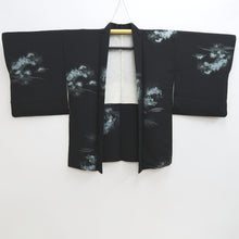 Load image into Gallery viewer, Haori Jacket Vintage(1950-1980) Black Silver Curling Wave Silk #9760A3
