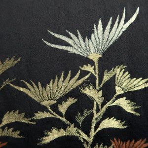 Haori Jacket Vintage(1950-1980) Black Gold Chrysanthemum Silk #10192D5