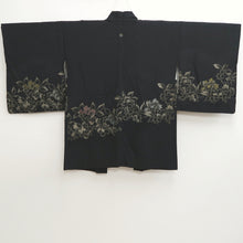 Load image into Gallery viewer, Haori Jacket Vintage(1950-1980) Black Gold Flower Silk #10057D1
