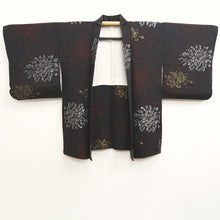 Load image into Gallery viewer, Haori Jacket Vintage(1950-1980) Black Gold Silver Chrysanthemum Silk #10238E2

