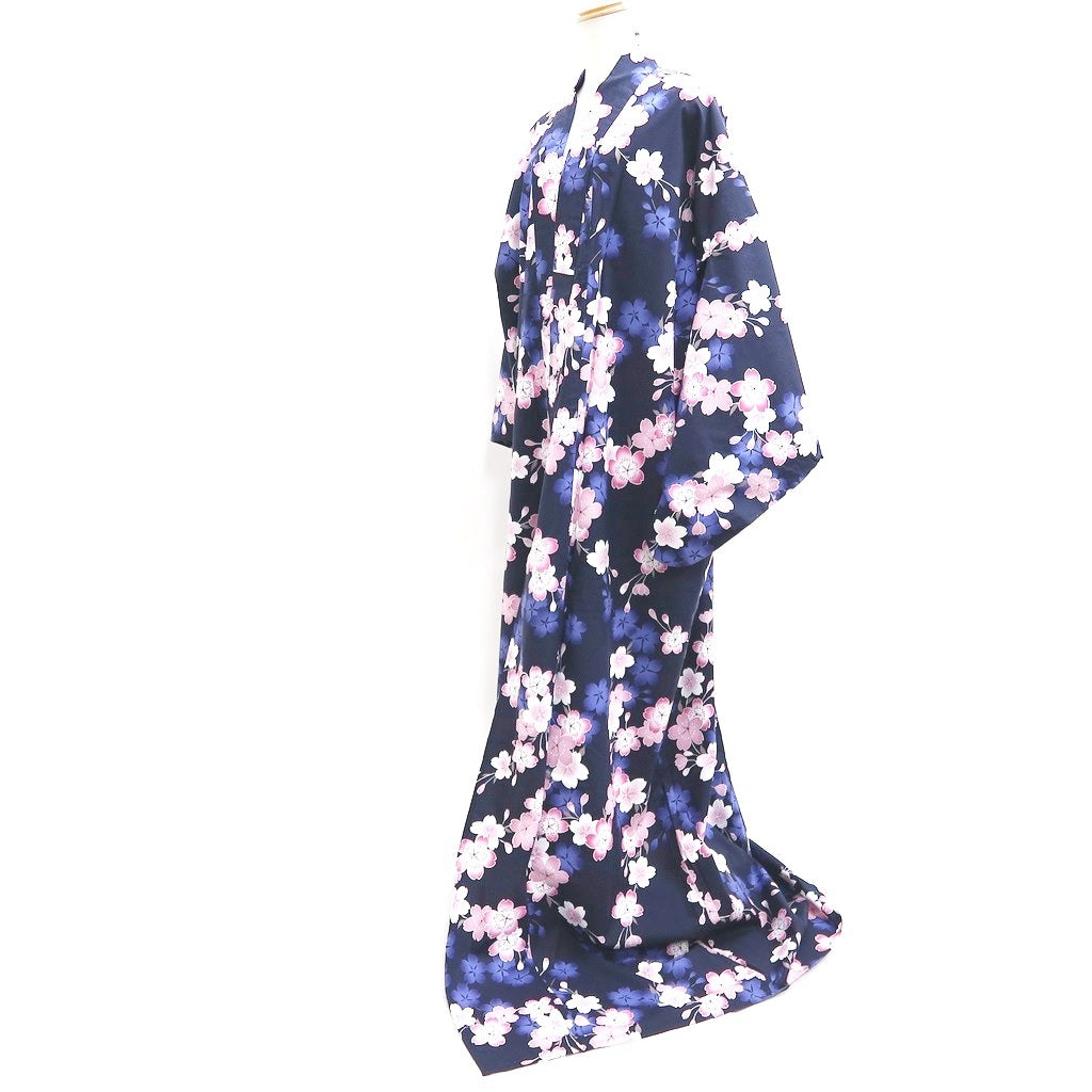 Yukata Navy Sakura Tall Wide Cotton #9917B4