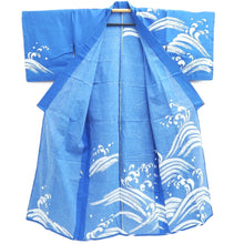 Load image into Gallery viewer, Yukata Vintage(1950-1980) Blue Wave Cotton #10352F3
