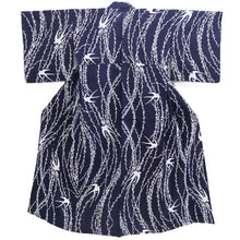Load image into Gallery viewer, Yukata Vintage(1950-1980) Navy Swallow Willow Cotton #10481A5
