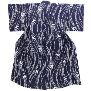 Yukata Vintage(1950-1980) Navy Swallow Willow Cotton #10481A5