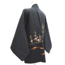 Load image into Gallery viewer, Haori Jacket Black Gold Branch Silk #10999F4
