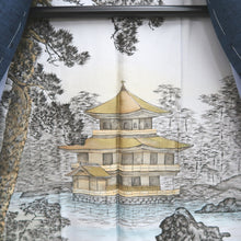 Load image into Gallery viewer, Men&#39;s Haori Vintage(1920-1950) Dark Blue Hige-Tsumugi Kinkakuji Temple Silk #9823B1
