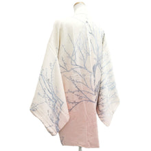 Load image into Gallery viewer, Haori Jacket Vintage(1950-1980) White Pale Pink Silver Plum blossom Branch Silk #10848E3
