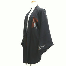 Load image into Gallery viewer, Haori Jacket Vintage(1950-1980) Black Leaves Silk #10208E1
