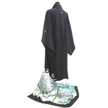 Load image into Gallery viewer, Tomesode Black Landscape Silk #10397A1
