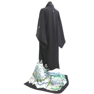 Tomesode Black Landscape Silk #10397A1