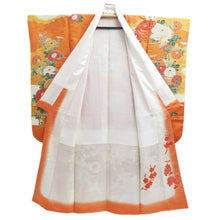 Load image into Gallery viewer, Furisode Orange Chrysanthemum Silk #11086A5
