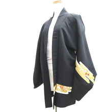 Load image into Gallery viewer, Haori Jacket Vintage(1950-1980) Black Embroidery Flower Alluring Princess Silk #9871B3
