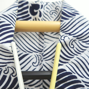 Yukata Vintage(1950-1980) White Navy Wave Cotton #10490B1