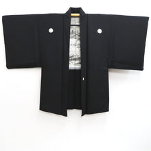 Load image into Gallery viewer, Men&#39;s Haori Vintage(1950-1980) Black Montsuki Landscape Silk #10288E4
